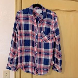 Rails Hunter Azure Pink - Blue and Pink Plaid One Pocket shirt Small